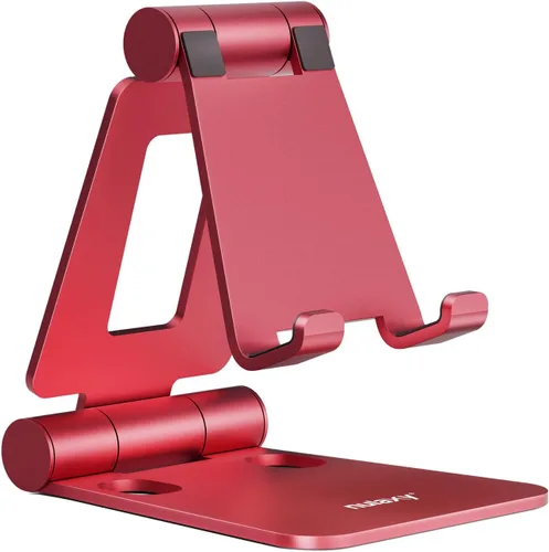 Miniatura 11 de Nulaxy Soporte plegable doble para teléfono celular, totalmente ajustable, plegable, soporte para teléfono de escritorio, base compatible con iPhone