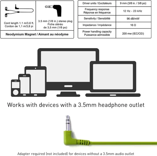 Miniatura 6 de Panasonic ErgoFit - Auriculares intraurales con cable, 0.138 in Jack in-Ear con sonido dinámico cristalino y ultra suaves ergonómicos de ajuste