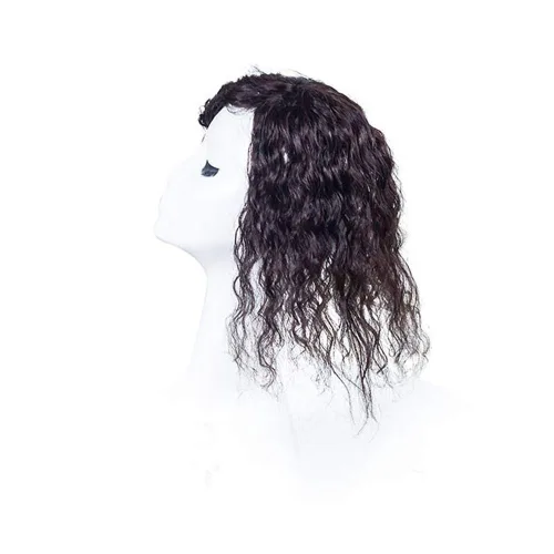 Miniatura 12 de RemeeHi Postizos en mono cabeza vuelta Remy cabello humano ondulado clip en la parte superior o Toupee Wiglet para pérdida adelgazamiento pelo
