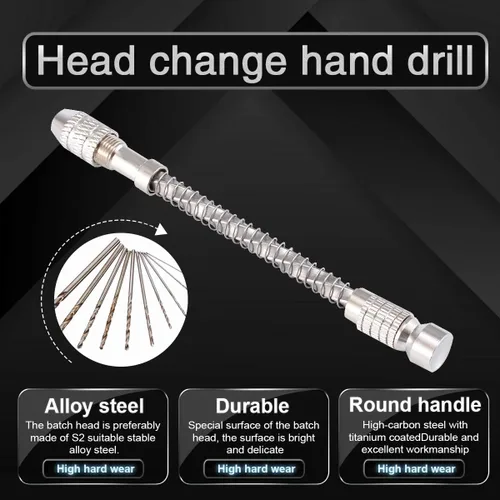 Miniatura 6 de KATUR Taladro de mano de precisión semiautomático para hacer agujeros, herramienta de fabricación de agujeros, mandril de taladro manual en espiral
