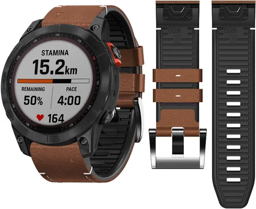 Miniatura 7 de Abanen Correas de reloj de cuero de ajuste rápido de 1.024 in para Garmin epix Pro de 2.008 in, Fenix 7X, Fenix 6X, Fenix 5X, fibra de cuero