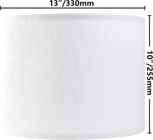 Miniatura 2 de Juego de 2 pantallas de lámpara de tambor de lino blanco puro de 13" superior x 13" inferior x 10" de alto (Spider) pantallas de lámpara Textura