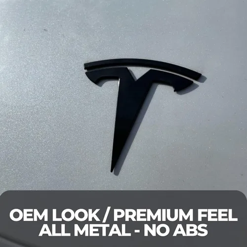 Miniatura 5 de Paquete de emblemas EVMIZE para Tesla Model 3, delantero y trasero, insignia T, negro mate y negro brillante, logotipo OEM, juego de emblemas