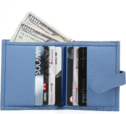 Miniatura 3 de Grande -3803 Cartera unisex, Azul (Iced Blue), Cartera delgada de cuero con cierre a presión pequeño