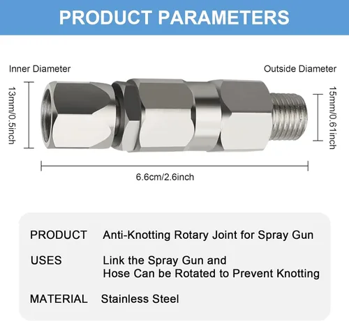 Miniatura 2 de Junta pulverizadora giratoria de 360 grados de acero inoxidable sin aire, manguera de pistola de pulverización de alta presión, accesorios