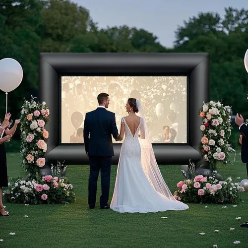 Miniatura 7 de Pantalla de proyector de película inflable para exteriores de 14 pies con ventilador integrado que soporta proyección frontal y trasera, pantalla