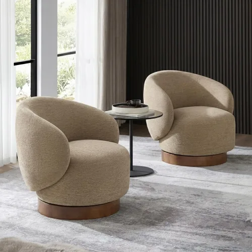Miniatura 8 de KISLOT Silla giratoria moderna de barril redondo con tela tapizada de rendimiento para sala de estar, dormitorio, sala de espera, 1 caja