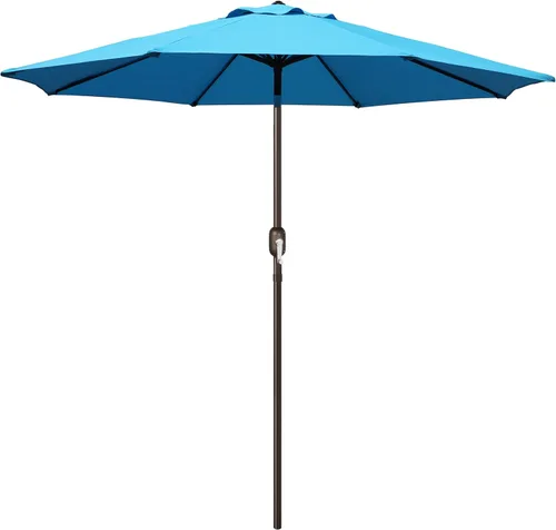 Blissun - Sombrilla de aluminio para patio al aire libre de 9 pies, sombrilla de mesa para exteriores, sombrilla de jardín, sombrilla de mercado con