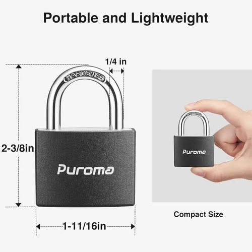 Miniatura 4 de Puroma Candado con llave, 1 paquete de cerraduras de aluminio con 2 llaves iguales, cerradura de casillero de 7/8 pulgadas, candados pequeños