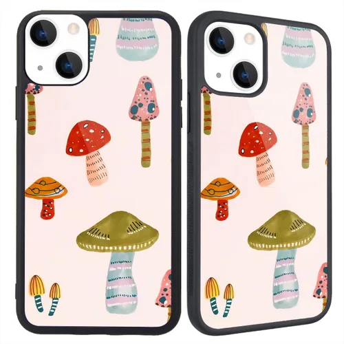 Miniatura 28 de Funda compatible con iPhone 13 para niños y mujeres, diseño divertido de cara, parte trasera dura con negro, divertido y lindo patrón de arte