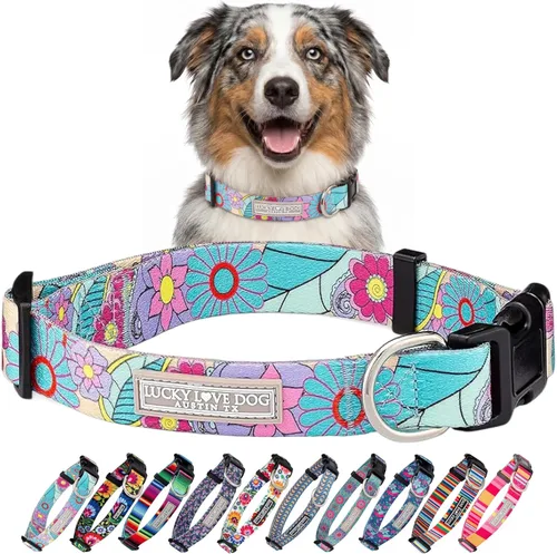 Miniatura 31 de Lucky Love Dog - Collar para perras pequeñas, diseño Blackbird de estampado alegre con flores de primavera y verano, talla XS
