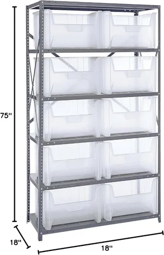 Miniatura 523 de Quantum QSBU-245BK Heavy Duty Shelving Unit with (7) Shelves and (24) QUS245 Black Bins for Garage Warehouse Storage Distribution 400 lb Load