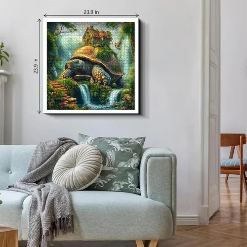 Miniatura 3 de Rompecabezas de tortuga marina para adultos de 1000 piezas, rompecabezas de fantasía de naturaleza con tortuga gigante con pájaro de casa del árbol