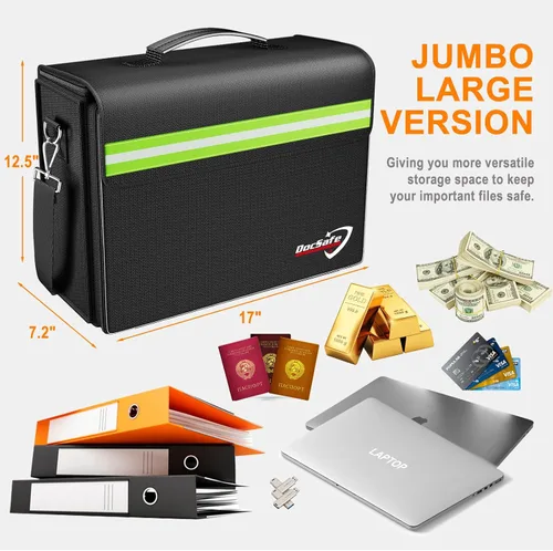 Miniatura 6 de DocSafe Bolsa de documentos grande ignífuga y resistente al agua de 5200°F con múltiples bolsillos, organizador de almacenamiento de archivos de 17