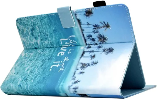 Miniatura 6 de Funda universal para tablet Android de 10 10.1 pulgadas para iPad, funda con soporte de visión multiángulo, funda protectora de piel sintética Playa