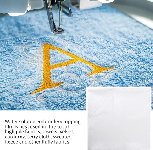 Miniatura 9 de Rollo de bordado soluble en agua de 10 pulgadas x 3 yardas, respaldo y revestimiento estabilizador soluble en agua lavable para máquina de coser a