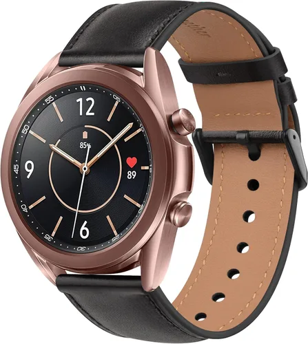 Meliya Correa de cuero para Samsung Galaxy Watch 3 bandas de 1.614 in para mujeres y hombres, correa de repuesto ajustable de cuero suave de 0.787