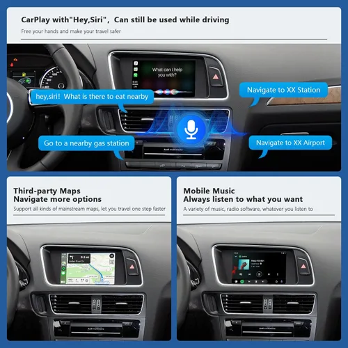 Miniatura 6 de Road Top Carplay inalámbrico Android Auto para Audi A4 A5 S4 S5 RS4 RS5 Q5 2008-2015 con sistema 3GMMI, kit de readaptación Carplay, soporte