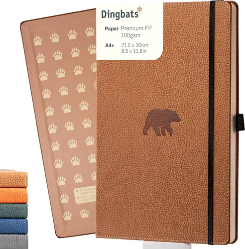 Miniatura 9 de Dingbats - Cuaderno extra grande con puntos de vida silvestre, ballena azul, A4, cuaderno de tapa dura, piel sintética, papel perforado, crema a