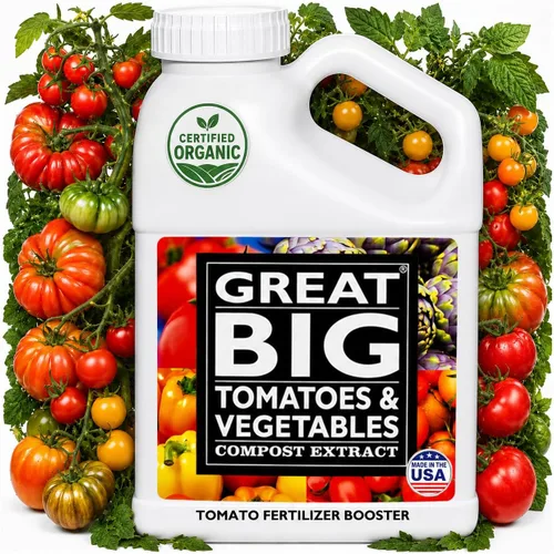 Great Big Tomatoes and Vegetables - Fertilizante líquido Booster – Acondicionador orgánico de suelo, extracto de compost líquido con ácido húmico,