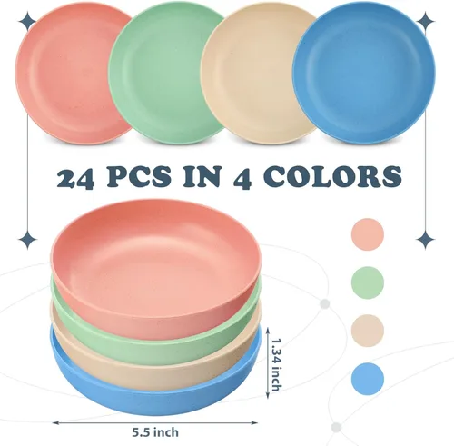 Miniatura 2 de Tioncy 24 cuencos de comida para gatos de 5.5 pulgadas, para aliviar la fatiga, plato de comida para gatos poco profundo y ancho para mascotas, Four