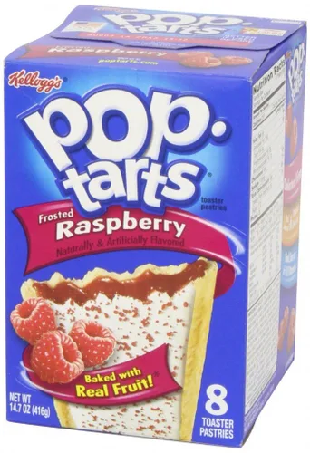Kellogg's Pop-Tarts - Pasteles tostadores de frambuesa esmerilados, paquete de 8 unidades, 14.7 onzas