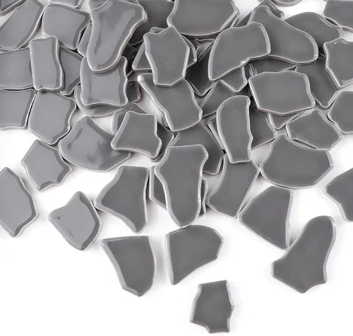PINUO&KE Azulejo de mosaico de cerámica irregular con pegamento de 0.99 libras para adultos y niños, hecho a mano, para baño, cocina, decoración del