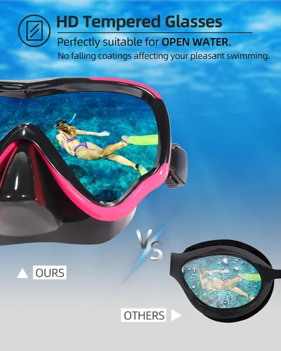 Miniatura 4 de EverSport Gafas de natación para adultos con cubierta para la nariz, máscara de buceo transparente antivaho amplia visión sin borrosidad