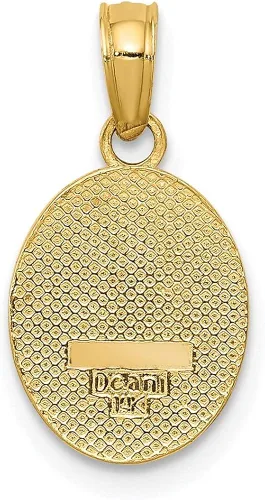 Miniatura 4 de Diamond2Deal Flor de Lis pequeña pulida de oro amarillo de 14 quilates en colgante ovalado, joyería fina para mujer, Metal, No es una piedra preciosa