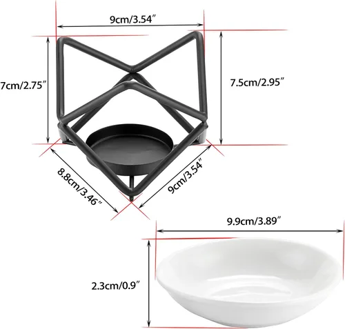 Miniatura 2 de JuxYes Calentador de cera de metal europeo, delicado y romántico portavelas de cerámica, calentador de fragancia, difusor de cera de aromaterapia