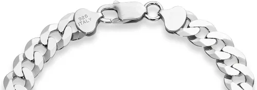 Miniatura 3 de Miabella Pulsera de plata de ley 925 italiana maciza de 0.354 in con corte de diamante, eslabones cubanos para hombre, fabricada en Italia