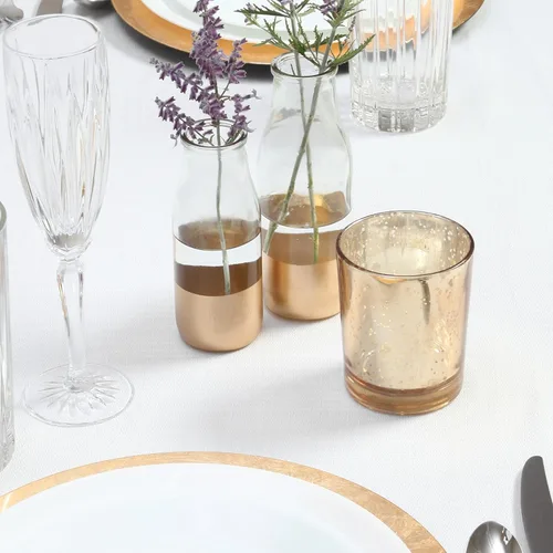 Miniatura 7 de Hosley Juego de 12 jarrones pequeños de cristal dorado de 5.5 pulgadas a granel para tallos individuales, decoración de centro de mesa para bodas