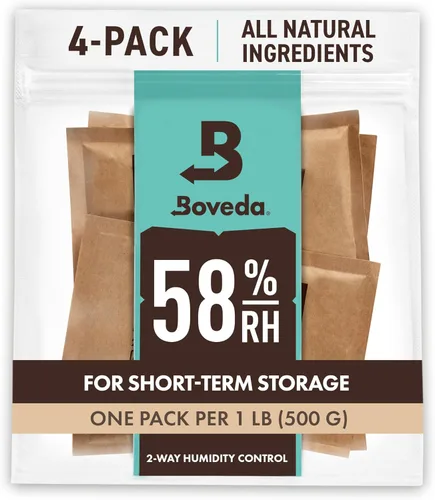 Boveda Paquetes de control de humedad bidireccional 58% para almacenar 1 libra – Tamaño 67 – Paquete de 4 – Absorbentes de humedad para contenedores
