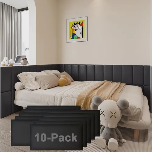 Miniatura 8 de YU LI 3DH 3D Almohadillas de pared anticolisión para niños, autoadhesivas, 4 piezas, paneles de cabecero en negro para pared, cabecero despegar