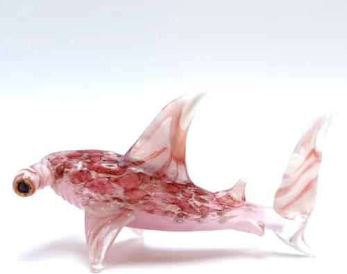 Miniatura 11 de Hammerhead - Figuras en miniatura de tiburón, animales marinos, pintadas a mano, arte de vidrio soplado, adornos dorados, regalo coleccionable