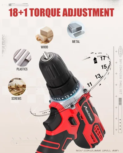 Miniatura 4 de AVID POWER Kit de taladro eléctrico máximo de 20 V, juego de taladro inalámbrico con batería y cargador, 2 velocidades variables, portabrocas sin
