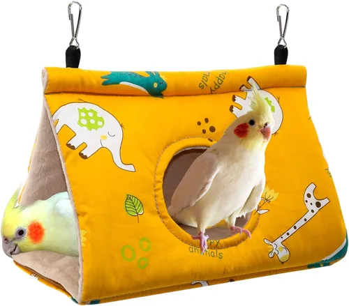 Miniatura 10 de Rypet Casa de nido de pájaros cálida para invierno, hamaca colgante de terciopelo, jaula de felpa mullida para pájaros escondidos, cama para dormir