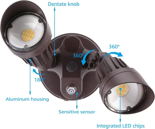 Miniatura 6 de Luces nocturnas reflectoras LED / Luces de seguridad LED para exteriores, LHSCT-20WR50PS-BRZ, 20.0watts, 120.00 volts