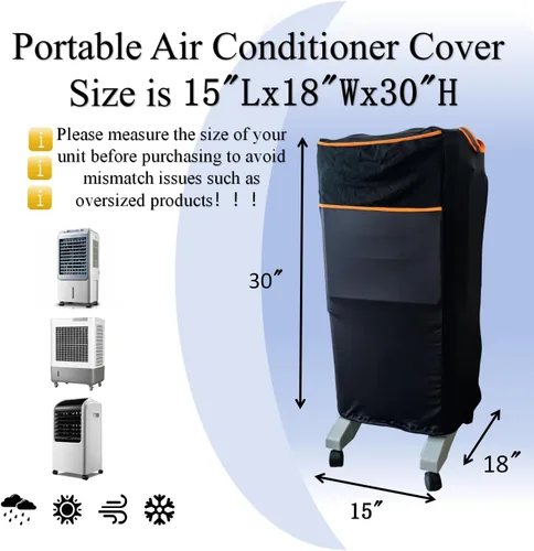 Miniatura 2 de NGB Funda portátil de aire acondicionado, cubierta portátil de unidad de CA de 15 x 18 x 30 pulgadas, antipolvo, compacta, bolsas de almacenamiento