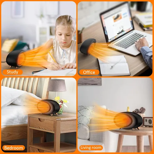 Miniatura 6 de Calentador de escritorio, calentador de escritorio pequeño de 600 W de eficiencia energética para uso en interiores, calentador de espacio de Negro