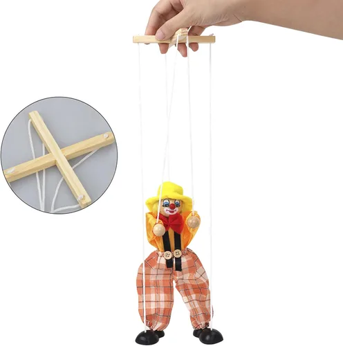 Miniatura 3 de Marionetas de marioneta de payaso muñeca de cuerda, marioneta de mano, marioneta de madera para adultos, marionetas interactivas, muñecos de cuerda