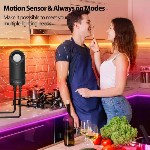 Miniatura 2 de Luces RGB bajo gabinete con sensor de movimiento, 6 tiras de luces LED precortadas con control remoto, sincronización de música, luces de armario