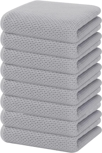 Miniatura 121 de Homaxy Paños de cocina de 100% algodón con tejido de gofre, ultra suaves, absorbentes, de secado rápido, 12 x 12 pulgadas, paquete de 6, amarillo