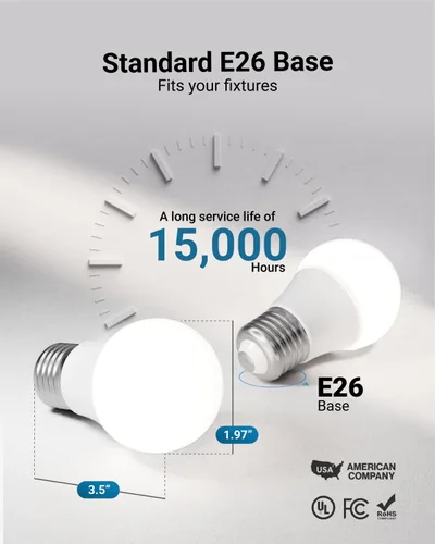 Miniatura 2 de Sunco - Paquete de 10 bombillas LED A15, equivalente a 60 W, 800 lúmenes, bombilla regulable para electrodomésticos y ventilador de techo, 3000 K