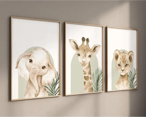 Miniatura 9 de Arte de pared de dinosaurio para habitación de niños, lienzo para decoración de pared de dinosaurio para niños, arte de pared de guardería