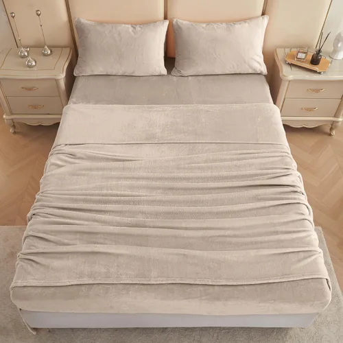Miniatura 55 de Viviland Juego de sábanas de microforro polar tamaño matrimonial, sábanas ajustadas tipo franela para Navidad con bolsillo de 15" de profundidad