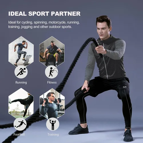 Miniatura 6 de MEETYOO mens 5pcs Men's Compression Sets Pants Long Sleeve Shirt Athletic Shorts Running Jacket