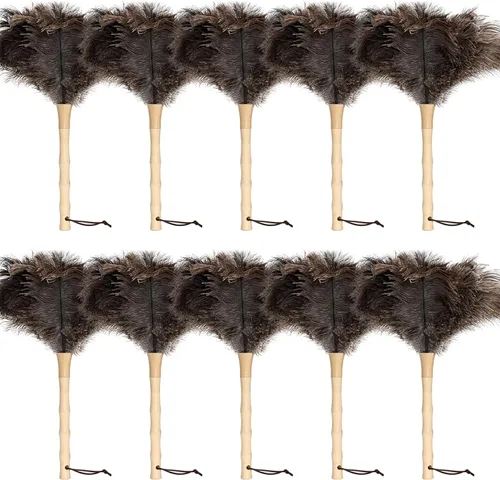 Miniatura 13 de Plumero Retráctil de Pluma de Avestruz para Limpieza, Plumero de Plumas Esponjoso y Natural con Mango Retráctil, Suministros de Limpieza de Mano