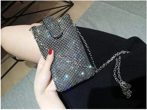 Miniatura 3 de Happyera Bling Rhinestone Evening Handbag Cell Phone Purse Wallet Clutch Crossbody Bag