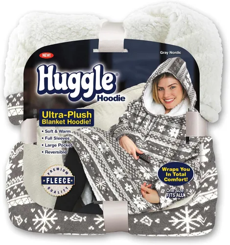 Miniatura 10 de Ontel Huggle - Sudadera con capucha de gran tamaño para hombres y mujeres, sudadera de forro polar suave, capucha gigante, bolsillos y mangas grandes